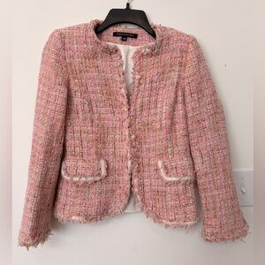 Chic Chanel-style Pink Tweed Blazer Size XS